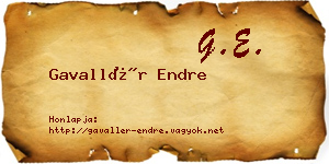 Gavallér Endre névjegykártya